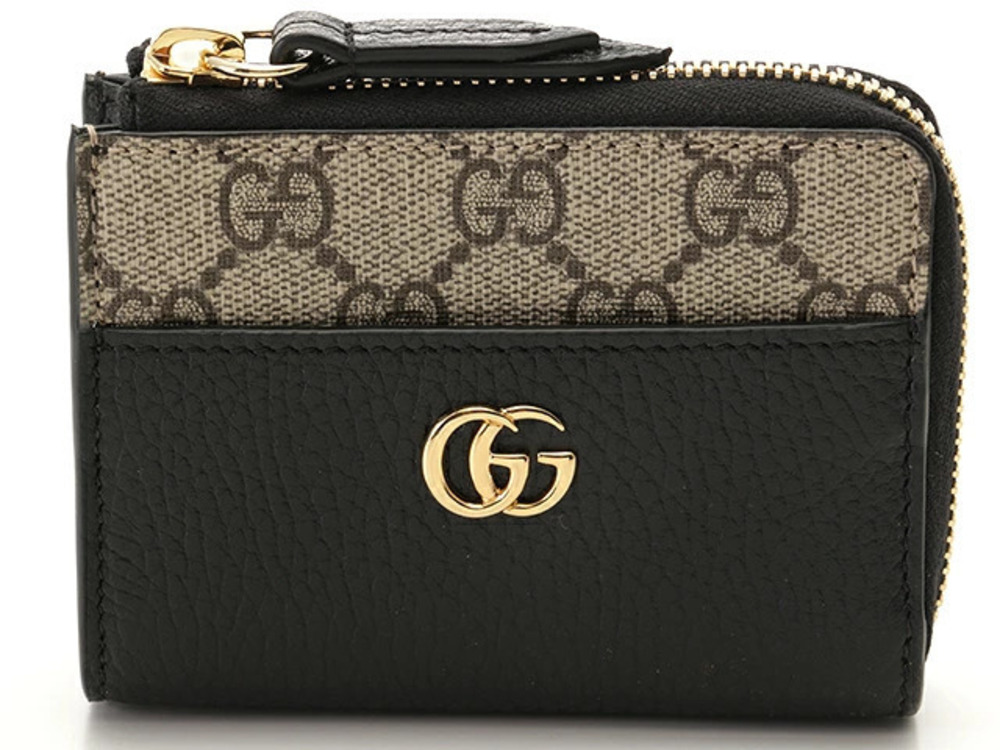 Gucci L shaped zip compact wallet black Beige Cream